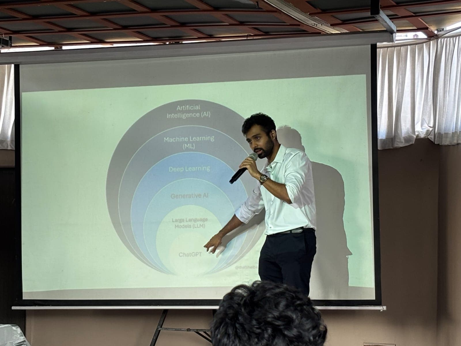 Jitthen explaining the foundations of AI at Stratovate Ignite